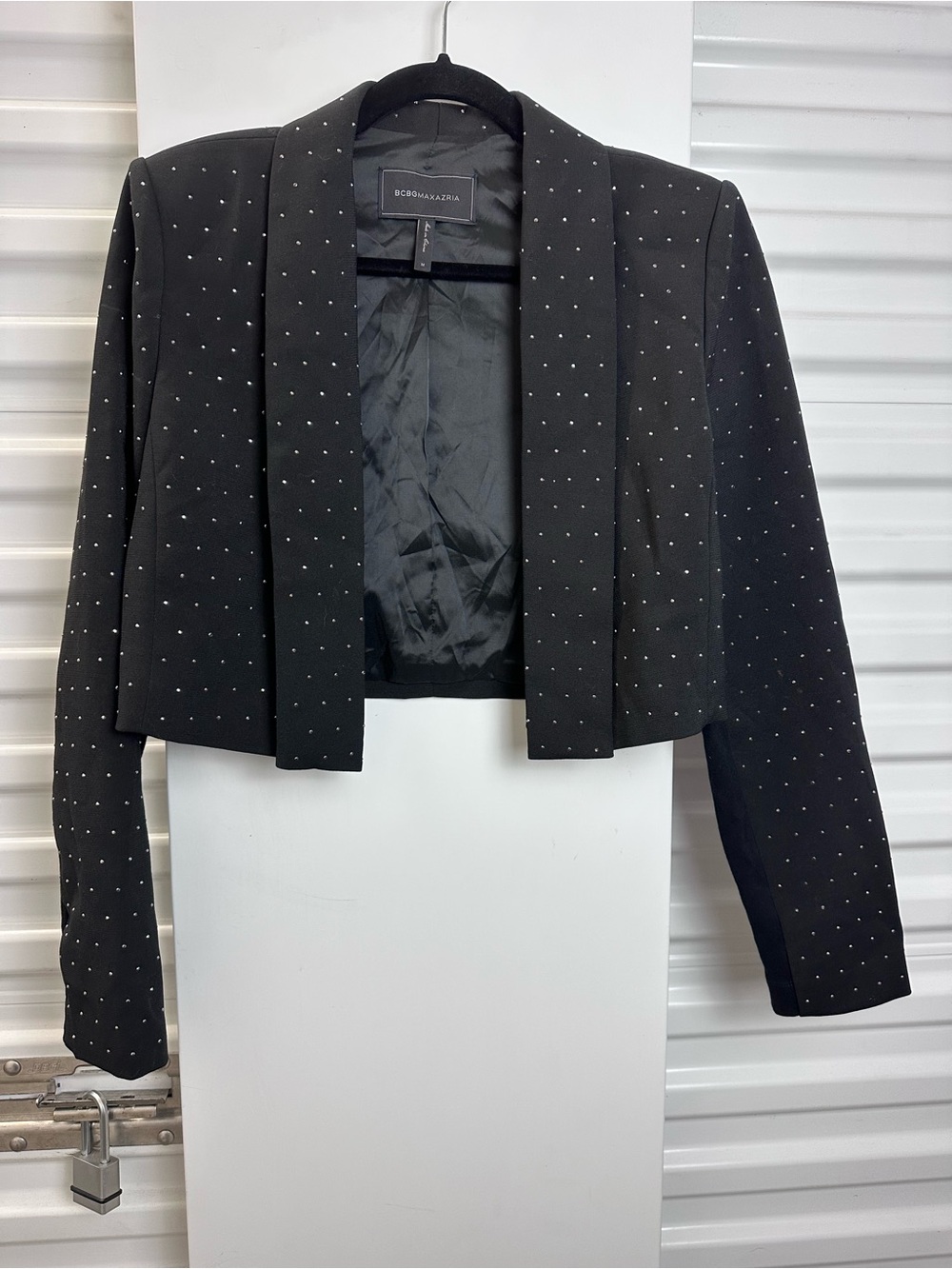 BCBGMaxAzria Black Cropped Studded Blazer